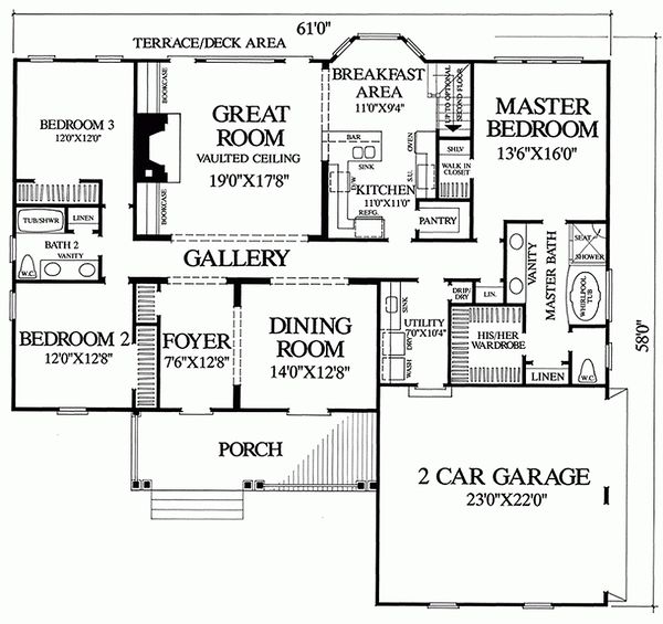 Architectural House Design - Southern Floor Plan - Main Floor Plan #137-181