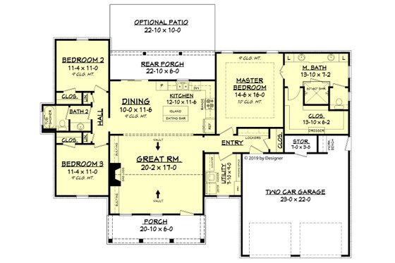 Floor Plan - Main Floor for Farmhouse House Plan #430-188 - 3 bed, 2 bath