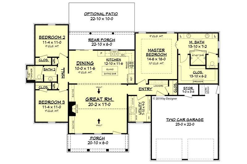 House Blueprint - Floor Plan - Main Floor for Farmhouse House Plan #430-188 - 3 bed, 2 bath