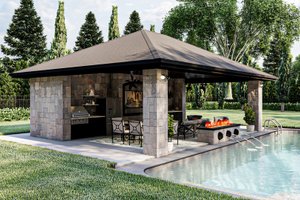 Exterior - Other Elevation 1 for Mediterranean House Plan #455-267, 0.5 bath