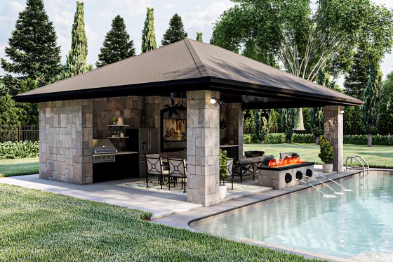 Exterior - Other Elevation 1 for Mediterranean House Plan #455-267, 0.5 bath