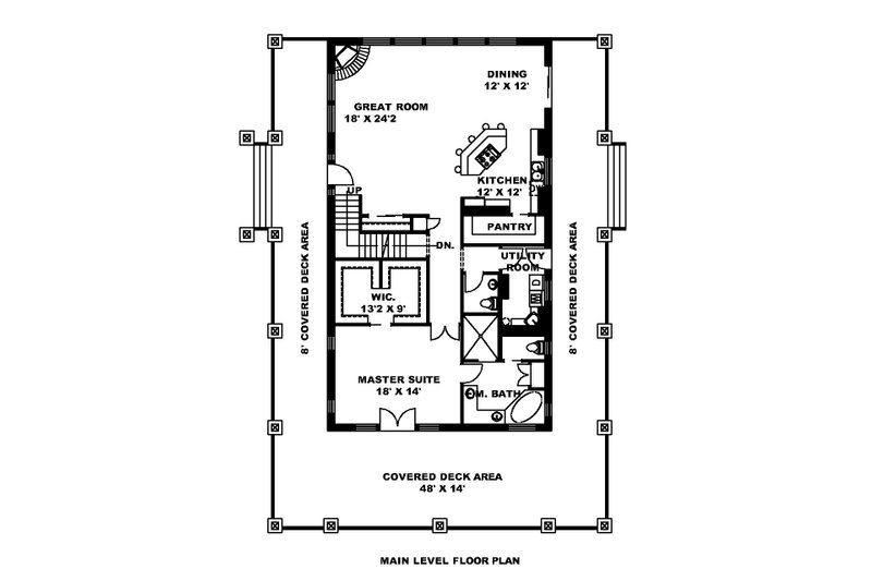 Dream House Plan - Floor Plan - Main Floor for Cabin House Plan #117-1046 - 3 bed, 3.5 bath