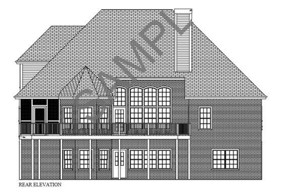 Exterior - Rear Elevation for Traditional House Plan #56-540 - 4 bed, 4 bath