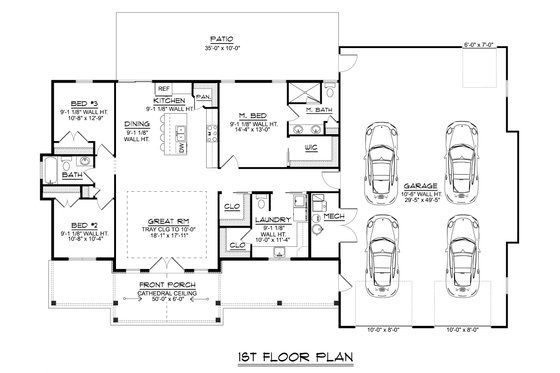 Floor Plan - Main Floor for Barndominium House Plan #1064-334 - 3 bed, 2 bath