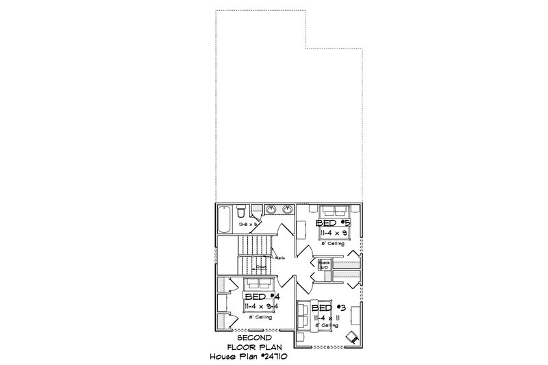 House Blueprint - Floor Plan - Upper Floor for Modern House Plan #513-2502 - 5 bed, 3 bath
