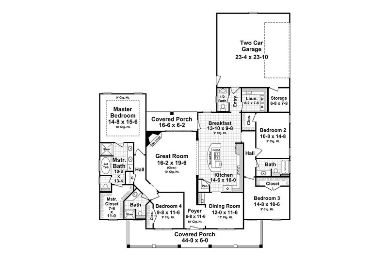 House Design - Floor Plan - Main Floor for Country House Plan #21-307 - 4 bed, 3.5 bath