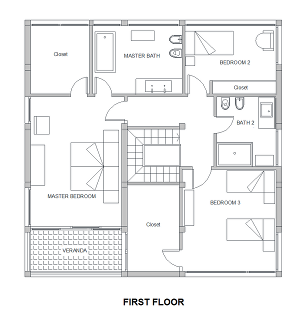 Modern Floor Plan - Upper Floor Plan #542-4