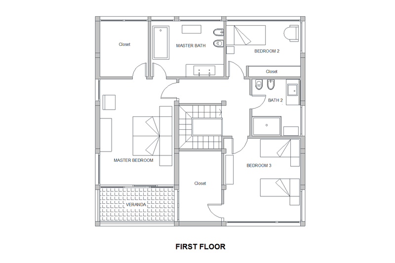Dream House Plan - Floor Plan - Upper Floor for Modern House Plan #542-4 - 3 bed, 3 bath