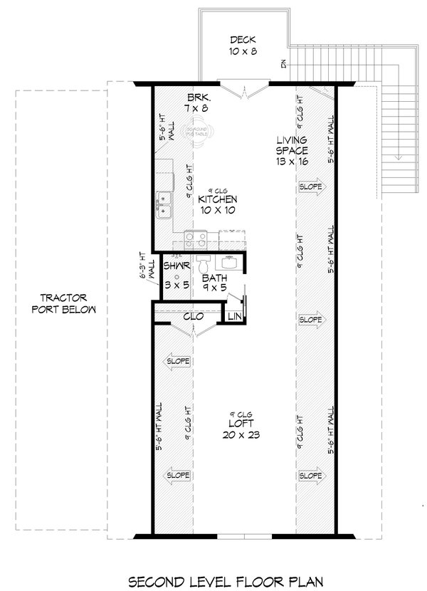 Southern Floor Plan - Upper Floor Plan #932-927