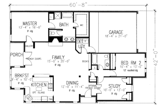 Floor Plan - Main Floor for European House Plan #410-307 - 2 bed, 2 bath