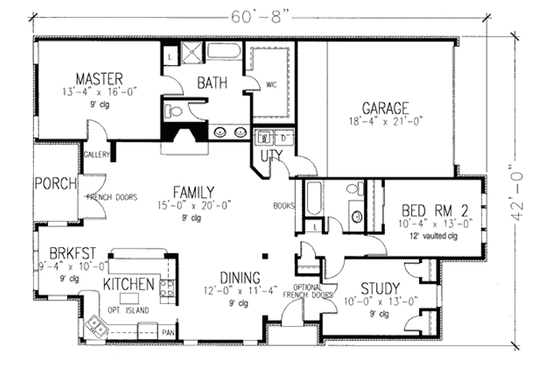 Dream House Plan - Floor Plan - Main Floor for European House Plan #410-307 - 2 bed, 2 bath