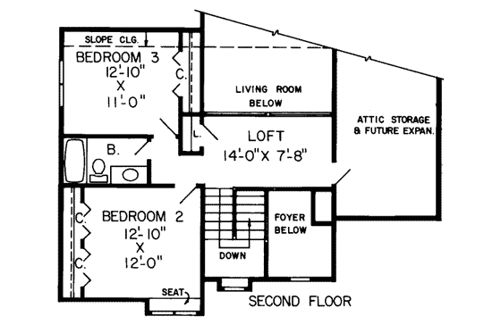 Floor Plan - Upper Floor for Traditional House Plan #312-264 - 3 bed, 2.5 bath