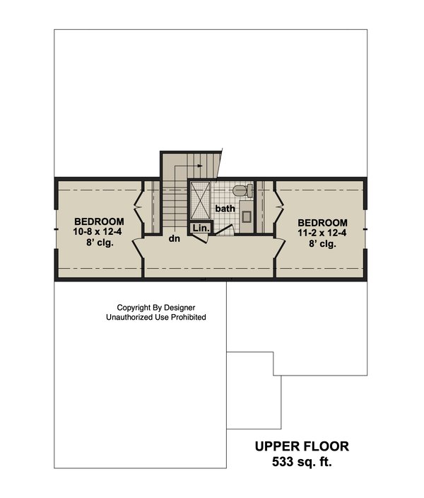 House Blueprint - Floor Plan - Upper Floor for Craftsman House Plan #51-1541 - 3 bed, 2.5 bath