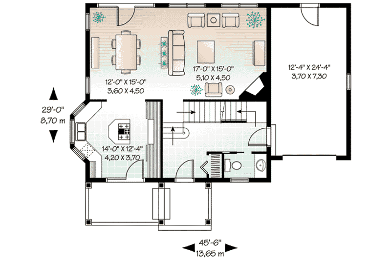 Dream House Plan - Floor Plan - Main Floor for Country House Plan #23-407 - 3 bed, 2.5 bath