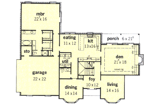 Floor Plan - Main Floor for European House Plan #16-227 - 4 bed, 3.5 bath
