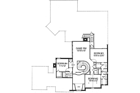 Floor Plan - Upper Floor for European House Plan #141-143 - 5 bed, 4.5 bath