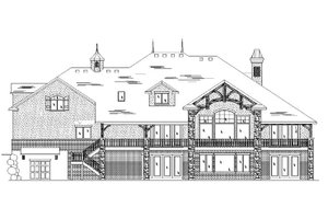 Exterior - Rear Elevation for European House Plan #5-445 - 6 bed, 5 bath