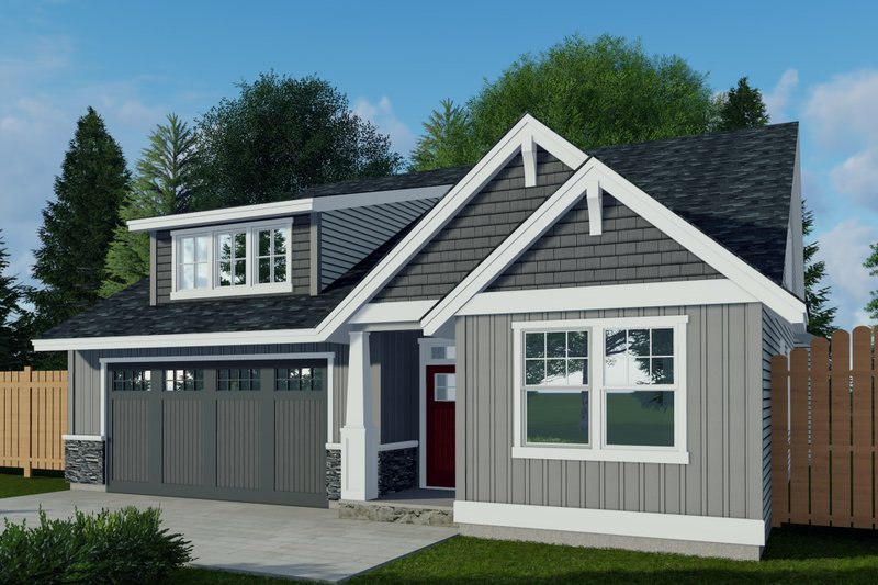 House Blueprint - Prairie Exterior - Front Elevation Plan #53-746