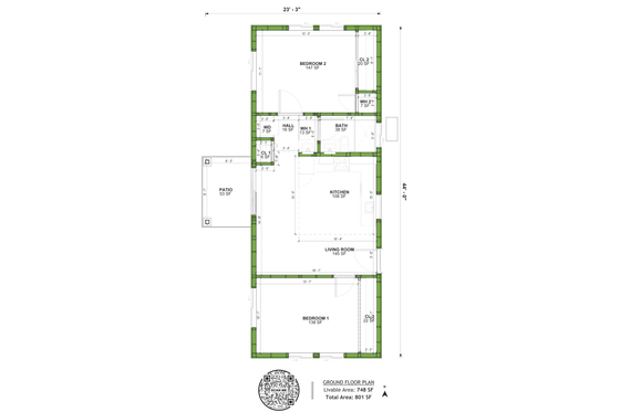 Floor Plan - Main Floor for Traditional House Plan #1106-28 - 2 bed, 1 bath