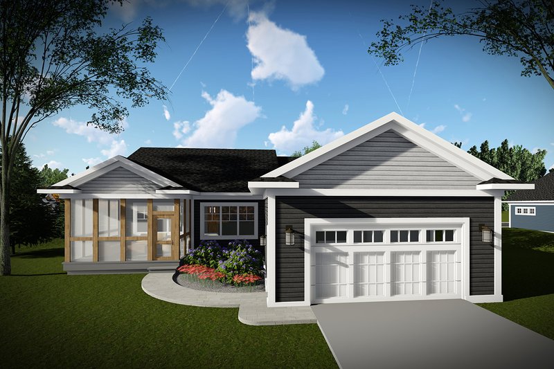 Dream House Plan - Exterior - Rear Elevation for Ranch House Plan #70-1459 - 2 bed, 2 bath