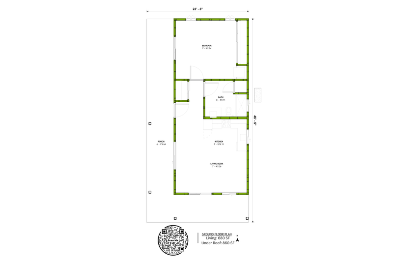 Dream House Plan - Floor Plan - Main Floor for Farmhouse House Plan #1106-40 - 1 bed, 1 bath
