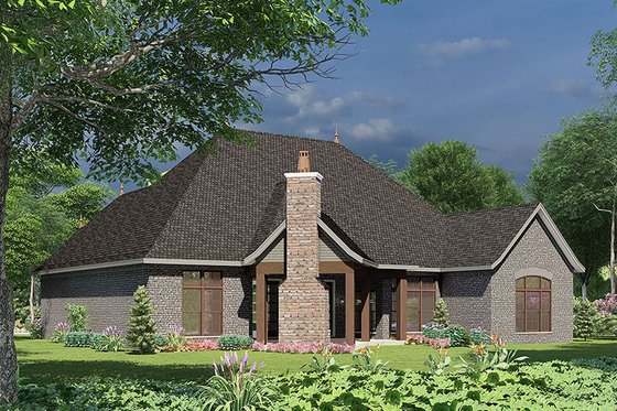 Exterior - Rear Elevation for European House Plan #17-2522 - 3 bed, 2.5 bath