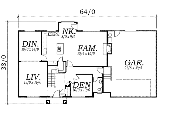 Floor Plan - Main Floor for Traditional House Plan #130-119 - 3 bed, 2.5 bath