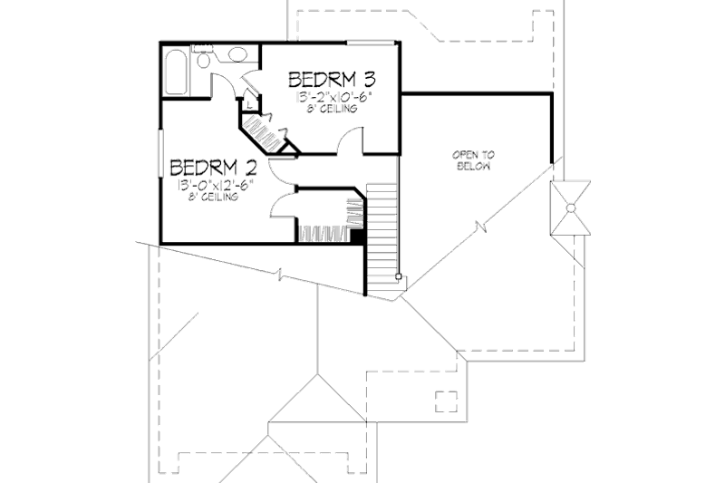 Home Plan - Floor Plan - Upper Floor for Cottage House Plan #320-469 - 3 bed, 2 bath