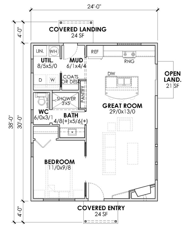 Home Plan - Modern Floor Plan - Main Floor Plan #1105-1