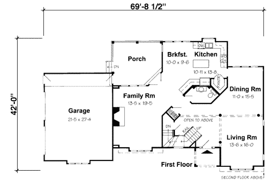 Floor Plan - Main Floor for European House Plan #312-398 - 4 bed, 2.5 bath