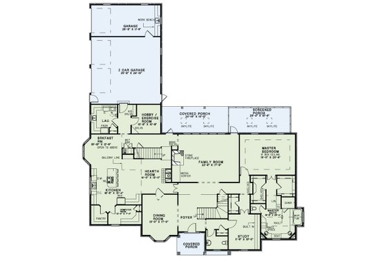 Floor Plan - Main Floor for European House Plan #17-222 - 5 bed, 4.5 bath