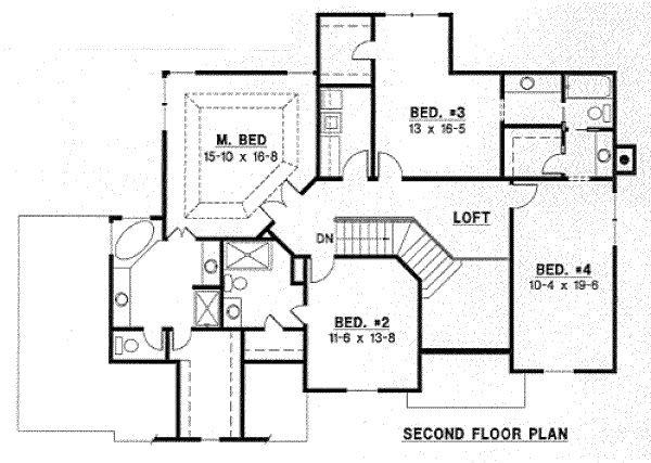 Traditional Floor Plan - Upper Floor Plan #67-747
