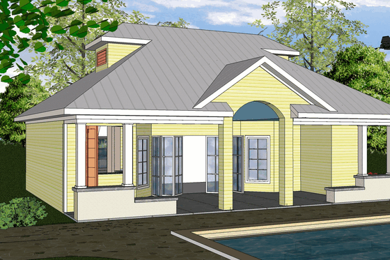 Exterior - Front Elevation for Southern House Plan #8-292 - 1 bed, 1.5 bath