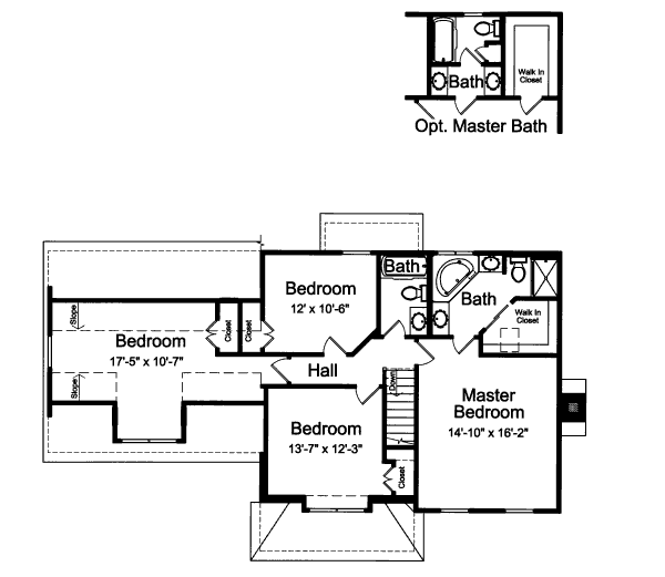 House Blueprint - Traditional Floor Plan - Upper Floor Plan #46-457