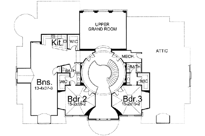 Home Plan - Floor Plan - Upper Floor for European House Plan #119-119 - 4 bed, 4.5 bath