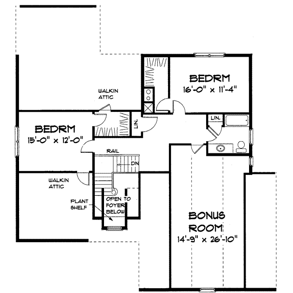 Traditional Floor Plan - Upper Floor Plan #75-115