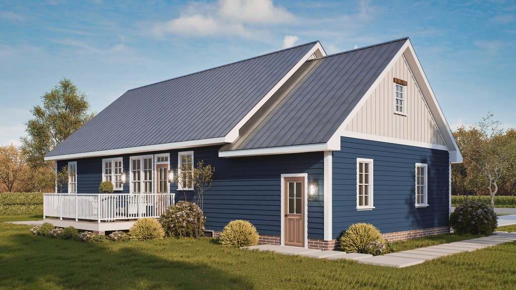 Exterior - Rear Elevation 2 for Bungalow House Plan #54-686 - 2 bed, 3 bath
