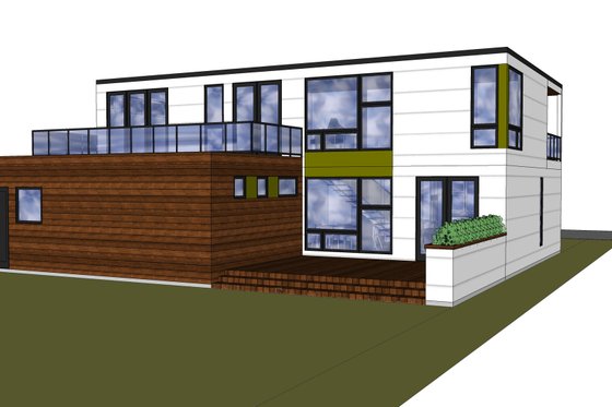 Exterior - Rear Elevation for Modern House Plan #909-8 - 3 bed, 2.5 bath