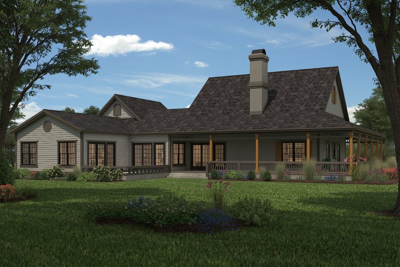 Architectural House Design - Exterior - Rear Elevation 2 for Farmhouse House Plan #72-132 - 3 bed, 2.5 bath