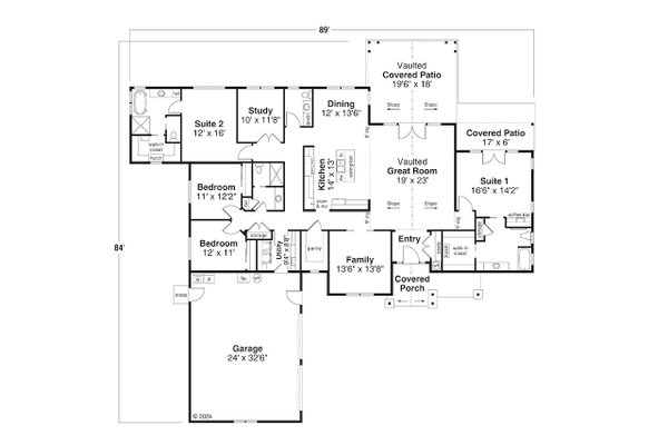 Ranch Floor Plan - Main Floor Plan #124-1373