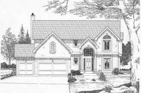 Exterior - Front Elevation for European House Plan #6-101 - 4 bed, 3.5 bath