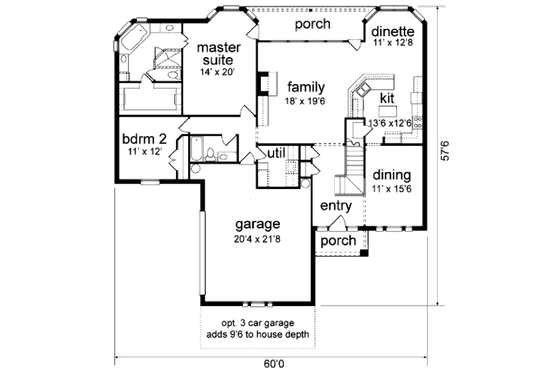 Floor Plan - Main Floor for European House Plan #84-260 - 4 bed, 3 bath