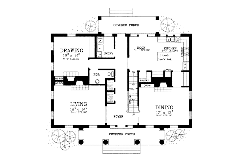 Home Plan - Floor Plan - Main Floor for Southern House Plan #72-383 - 4 bed, 3.5 bath