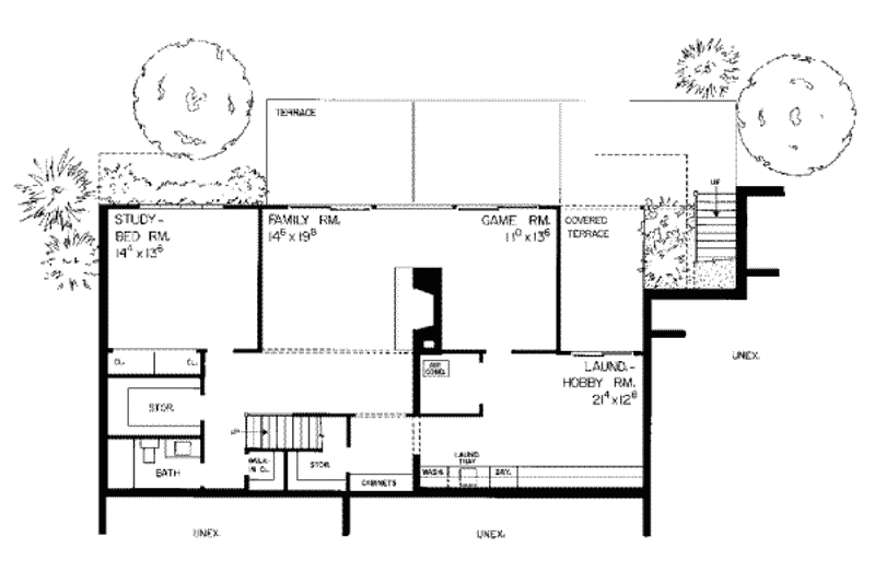 Home Plan - Floor Plan - Lower Floor for Colonial House Plan #72-315 - 3 bed, 2 bath