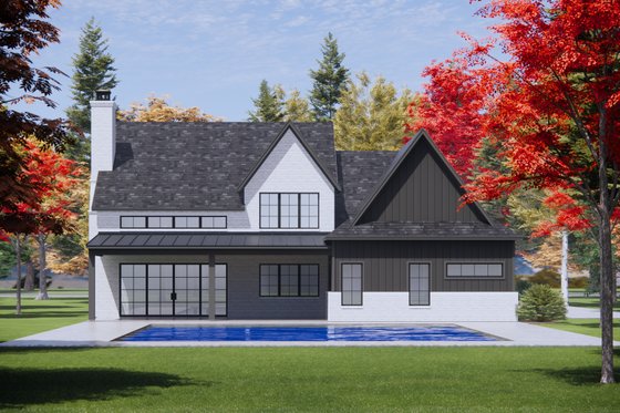 Exterior - Rear Elevation 1 for Tudor House Plan #1096-50 - 4 bed, 3.5 bath