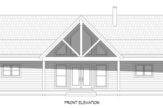 Exterior - Front Elevation 3 for Ranch House Plan #932-572 - 2 bed, 2 bath