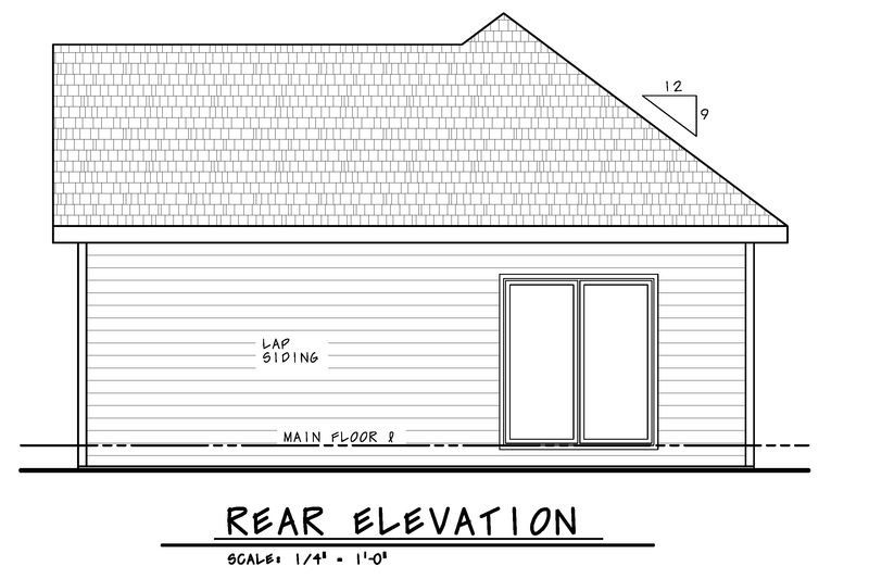 House Blueprint - Exterior - Rear Elevation 1 for Modern House Plan #20-2607 - 1 bed, 1 bath