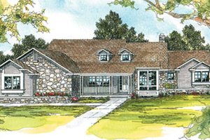 Ranch Exterior - Front Elevation Plan #124-206