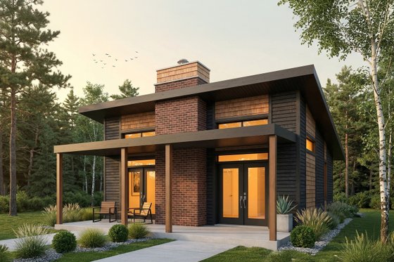 House Plan Design - Exterior - Front Elevation for Contemporary House Plan #23-2605 - 2 bed, 1 bath