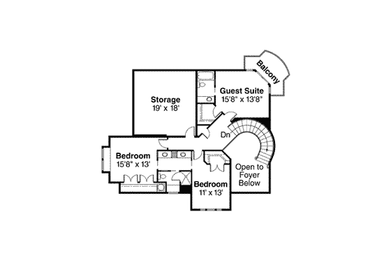 Floor Plan - Upper Floor for European House Plan #124-318 - 4 bed, 4.5 bath